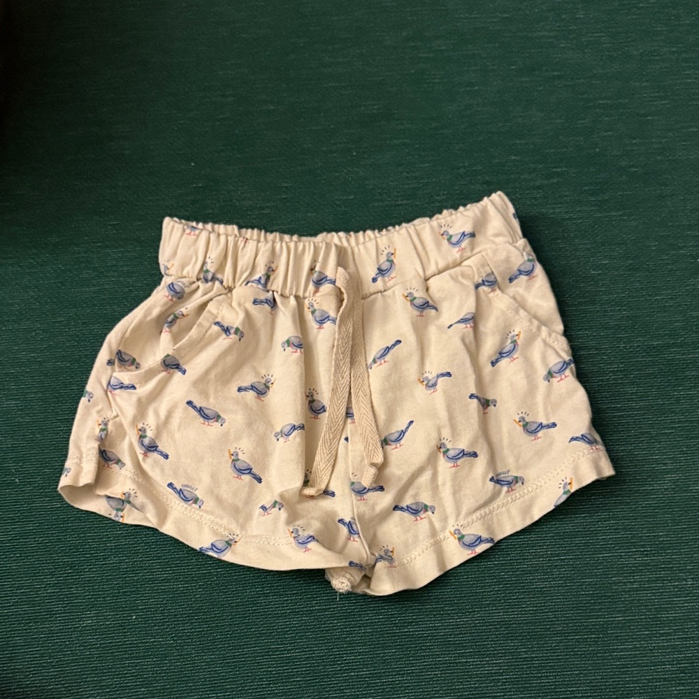 Oeuf Pigeon Print 100% Pima Cotton Toddler Shorts 2-3yrs